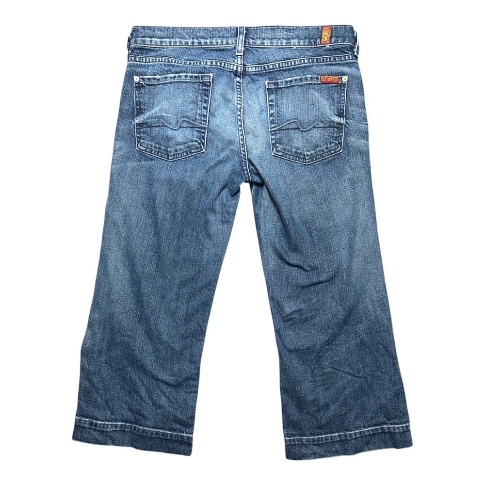 7 For All Mankind‎ Women's 29 Dojo Cropped Wide Leg Blue Denim Jeans - Picture 2 of 6